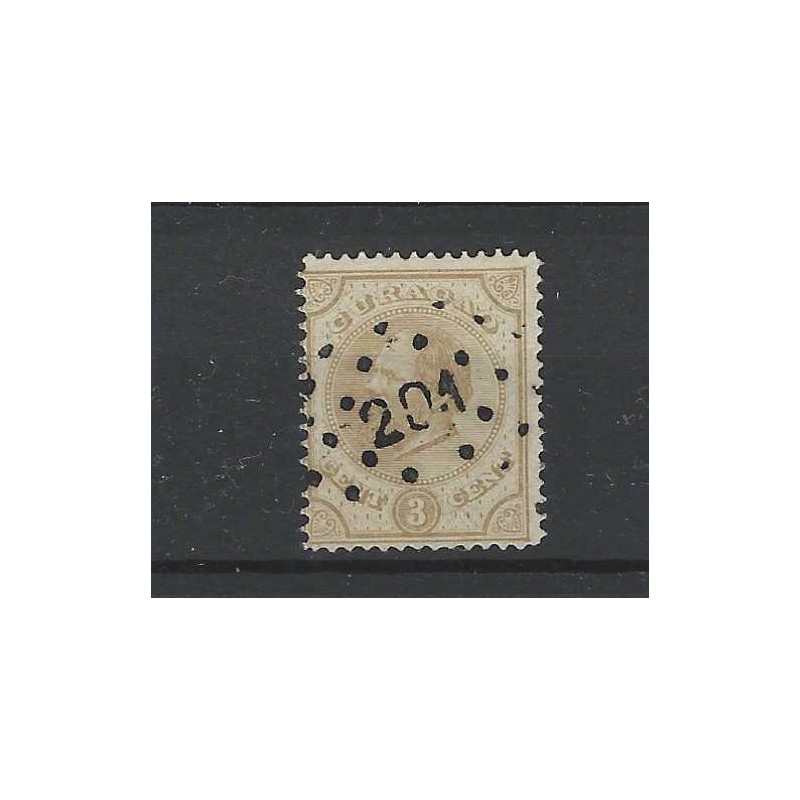 Curaçao 3b  Willem III  numeral dot cancel 201 VFU/used CV 150 €