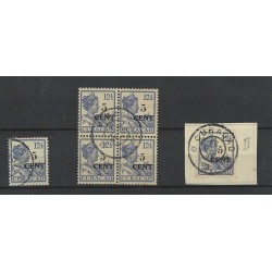 Curaçao 74, 74a, 74b in pair Provisional stamp  VFU/used CV 210 €