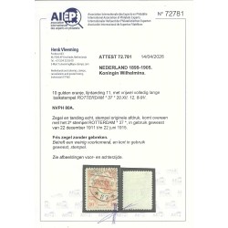 Netherlands  80 Wilhelmina 10Gld  VFU/used  CV 850 € Certificate Vleeming !!