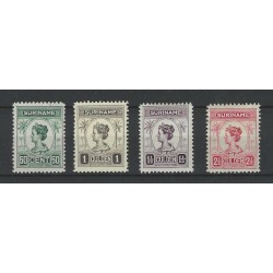Suriname 100-103 Wilhelmina  MNH/MH/ongebr CV 170 €  met attest