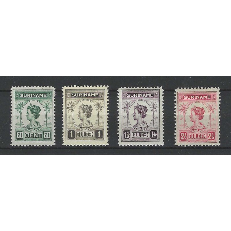 Suriname 100-103 Wilhelmina  MNH/MH/ongebr CV 170 €  met attest