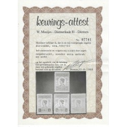 Suriname 100-103 Wilhelmina  MNH/MH/ongebr CV 170 €  met attest