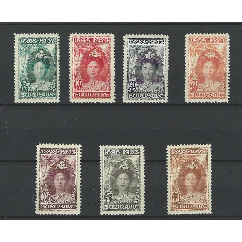 Suriname 104-110  Wilhelmina  1923  MNH/MH  CV 570 €