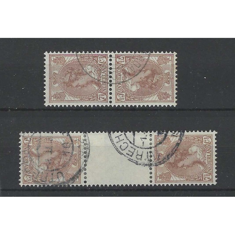 Nederland 61b/61c KEERDRUKKEN Wilhelmina  VFU/gebr   CV  1350 €  certificaat !!