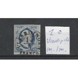 Nederland 1 Plt I  Willem III 1852 "VLAARDINGEN-A" VFU/gebr  CV 200+ €