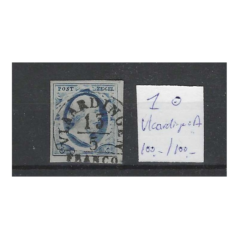 Nederland 1 Plt I  Willem III 1852 "VLAARDINGEN-A" VFU/gebr  CV 200+ €