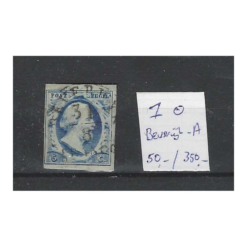 Nederland 1 Plt I  Willem III 1852 "BEVERWIJK-A" VFU/gebr  CV 400+ €