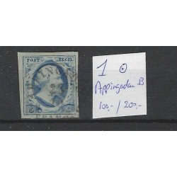 Nederland 1 Plt II Willem III 1852 "Appingadam-B" VFU/gebr  CV 300+ €
