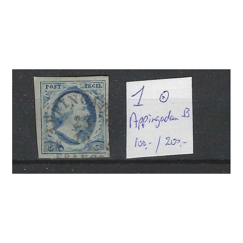Nederland 1 Plt II Willem III 1852 "Appingadam-B" VFU/gebr  CV 300+ €