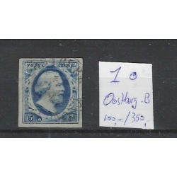 Nederland 1 Plt II Willem III 1852 "OOSTBURG-B" VFU/gebr  CV 450+ €