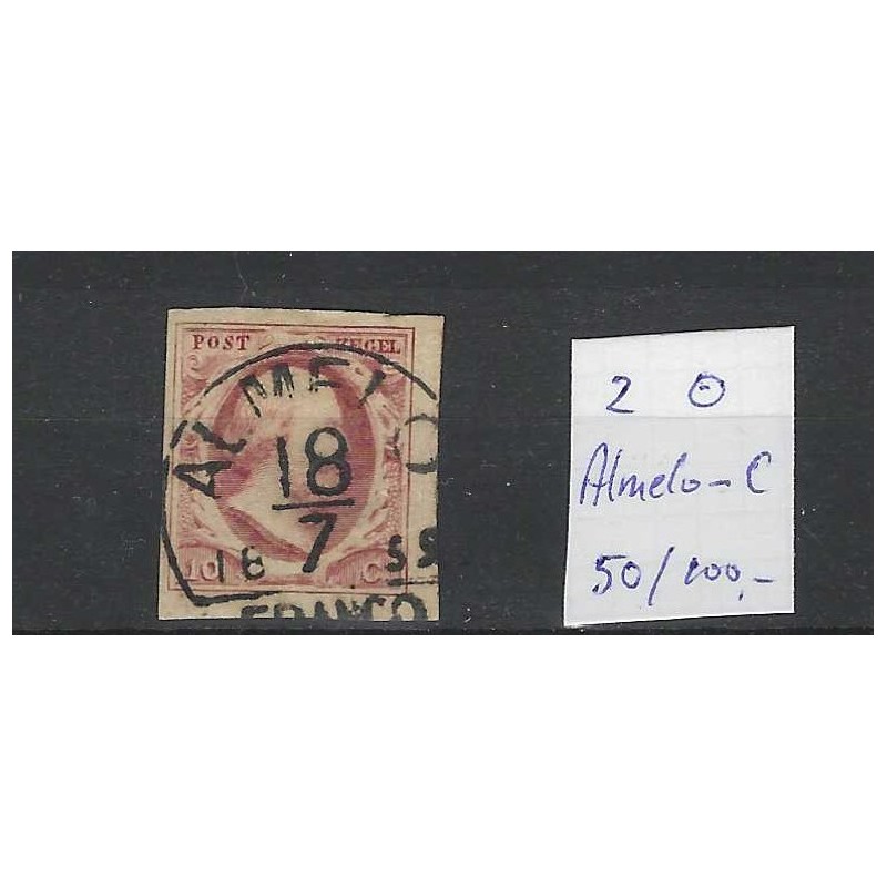 Nederland 2  Willem III 1852 "ALMELO-C" VFU/gebr  CV 150+ €