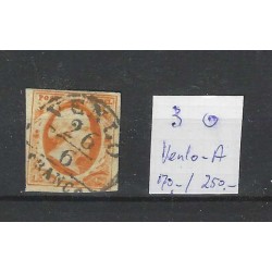 Nederland 3  Willem III 1852 "VENLO-A" VFU/gebr  CV 420 €