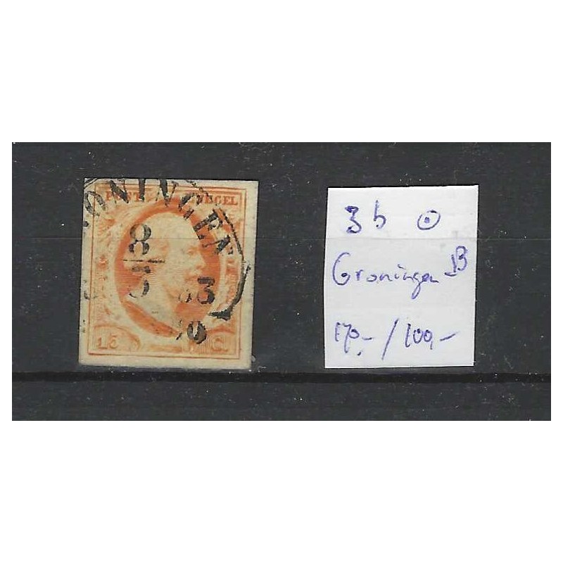 Nederland 3  Willem III 1852 "GRONINGEN-B" VFU/gebr  CV 270 €