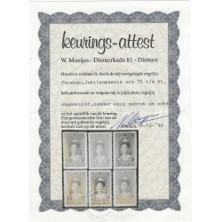 Curacao 75-81 Jubileum 1923  MH/ongebr CV 318 €  certificaat !!