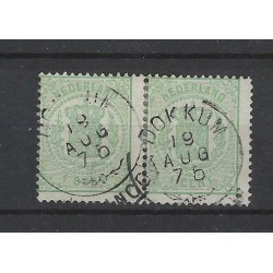 Nederland 15 paartje Wapen 1869 "DOKKUM 1875" VFU/gebr  CV 50+ €