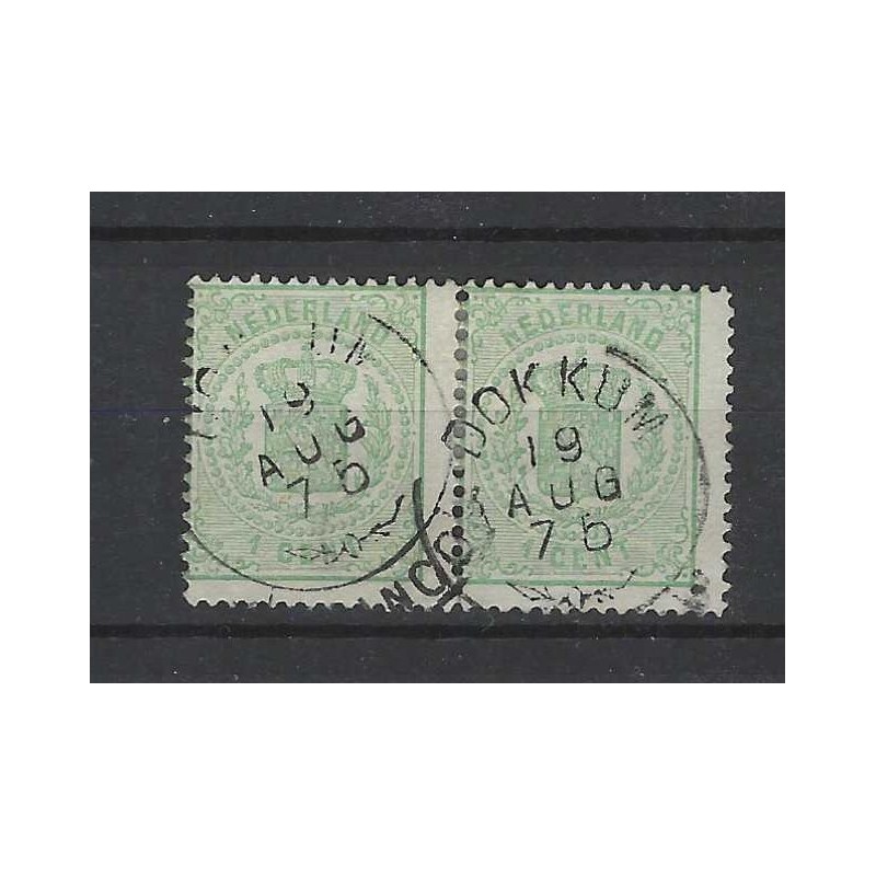 Nederland 15 paartje Wapen 1869 "DOKKUM 1875" VFU/gebr  CV 50+ €
