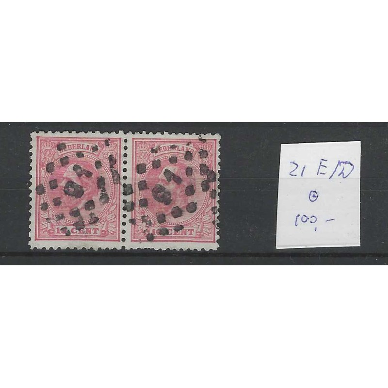 Nederland 21E/D  Willem III 1872 combinatie-tanding VFU/gebr  CV 100+ €