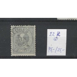 Nederland 22K  Willem III 1872 "BEUGEN 1885" kleinrond VFU/gebr  CV 100 €