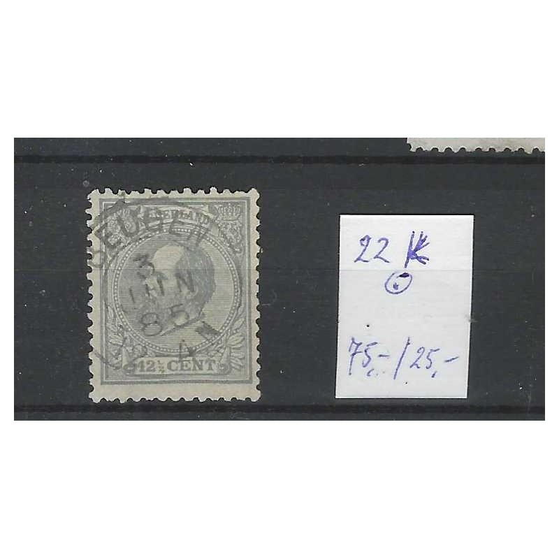 Nederland 22K  Willem III 1872 "BEUGEN 1885" kleinrond VFU/gebr  CV 100 €