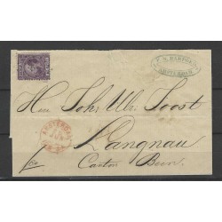 Nederland 11  Willem III 1867  ENKELFRANKERING naar Zwitserland  VFU/gebr CV 250 €