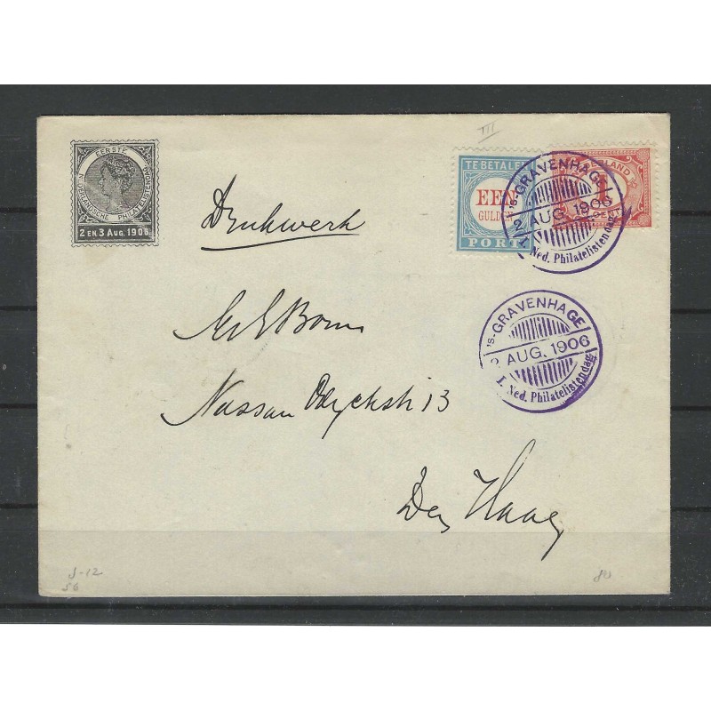 Nederland P12 Port 1881 op filatelitische brief 1906 VFU/gebr CV 300++ €