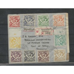 Suriname LP1/7, LP17/19  Mercuriuskop on cover to Trinidad CV ??? € Certificate !