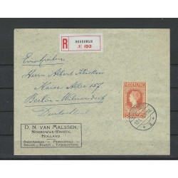 Nederland 101B Jubileum 1913  op brief Noordwijk-Berlijn 1915 CV ?? € Certificaat !
