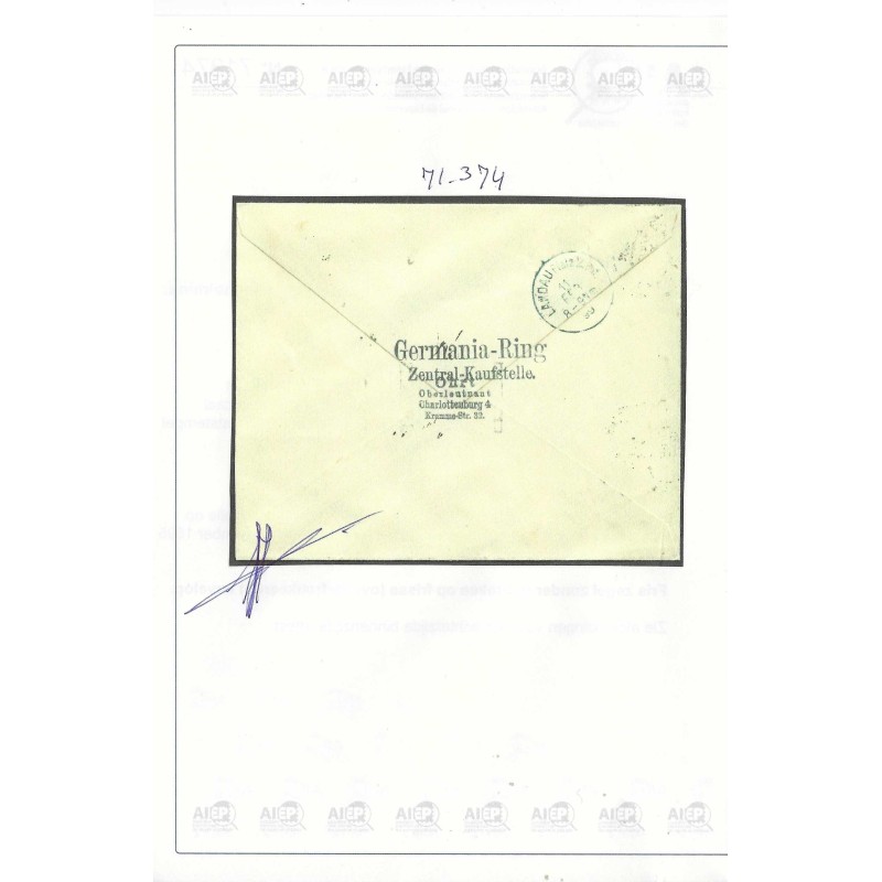 Netherlands 49 Kroningsgulden on cover Vaals-Landau 1899  CV ?? € Certificate !