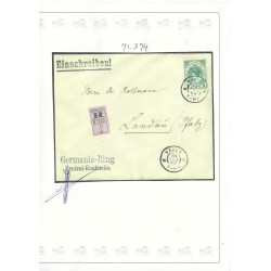 Nederland 49 Kroningsgulden op brief Vaals-Landau 1899  CV ?? € Certificaat !