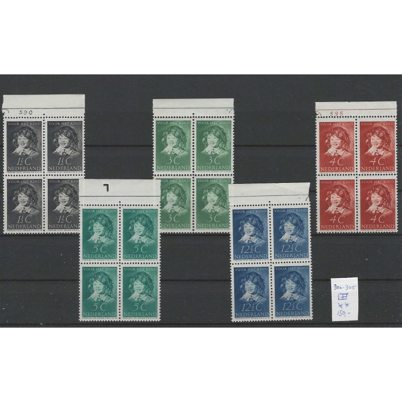 Nederland 300-305 Kind 1937 blokjes van 4 MNH/postfris  CV 150++ €