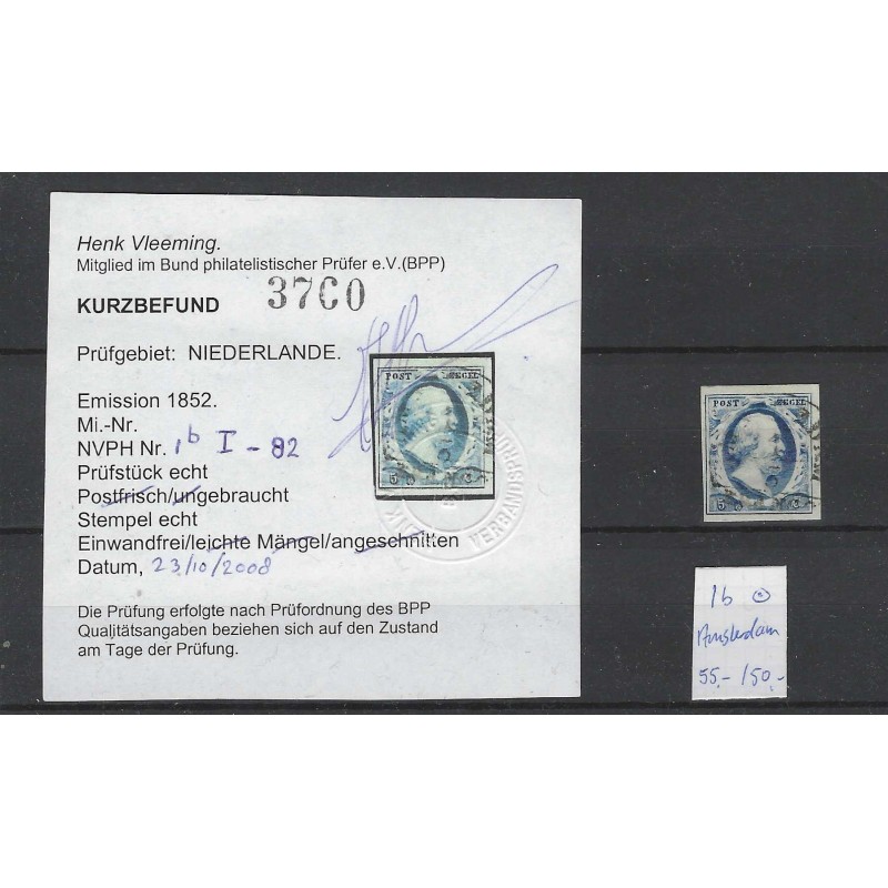 Nederland 1b, I-82 Willem III 1852 "AMSTERDAM-A" VFU/gebr  CV 100+ €