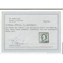 Netherlands 1c  Willem III 1852 "ROTTERDAM-B" VFU/used  CV 180+ €