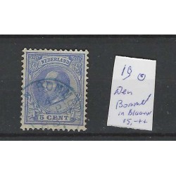 Nederland 19  Willem III 1872 "DEN BOMMEL" kleinrond  blauw VFU/gebr  CV 20+ €