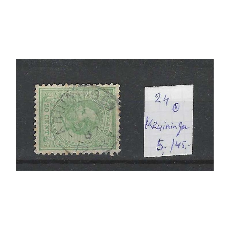 Netherlands 24  Willem III 1872 "KRUININGEN" small round cancel  VFU/used  CV 50+ €