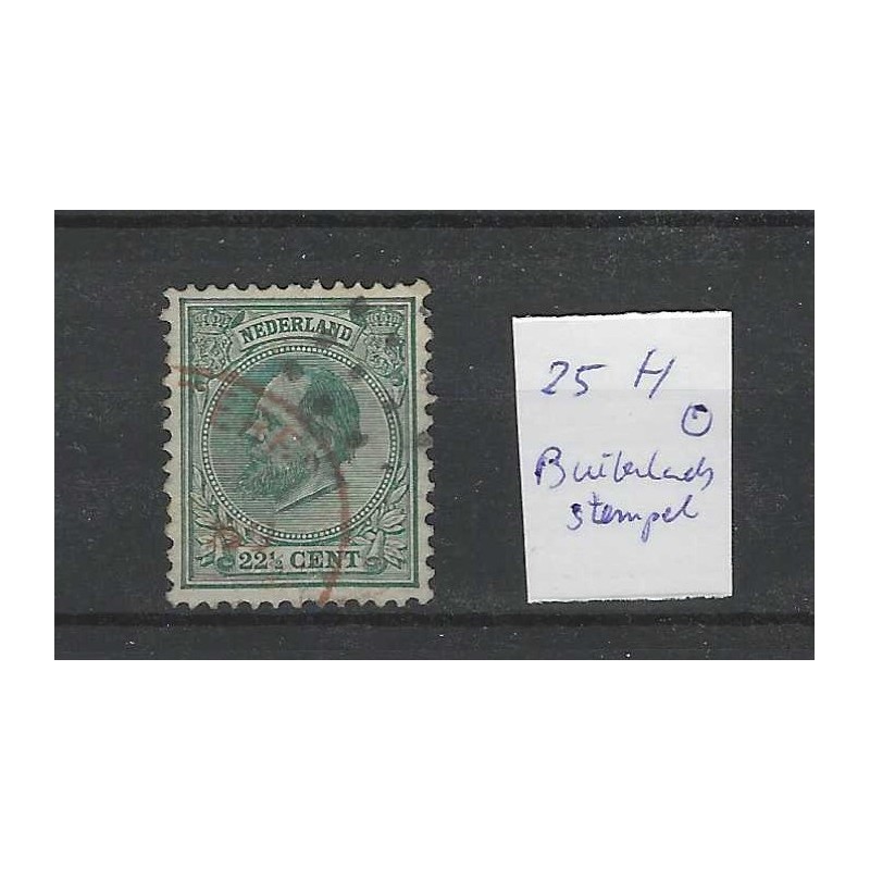 Nederland 25  Willem III 1872 "BUITENLANDS"stempel VFU/gebr  CV 55+ €
