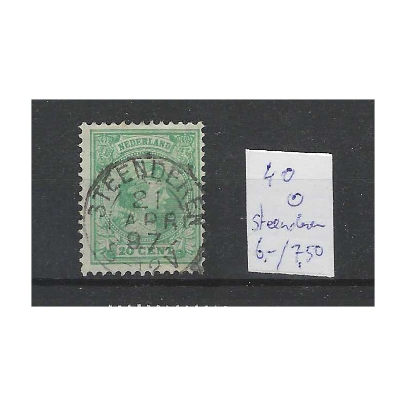 Nederland 40  Wilhelmina 1891 "STEENDEREN" kleinrond VFU/gebr  CV 15+ €