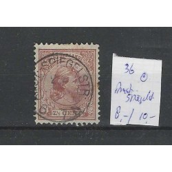 Nederland 36  Wilhelmina 1891 "AMST:-SPIEGELSTR:" kleinrond VFU/gebr  CV 18+ €