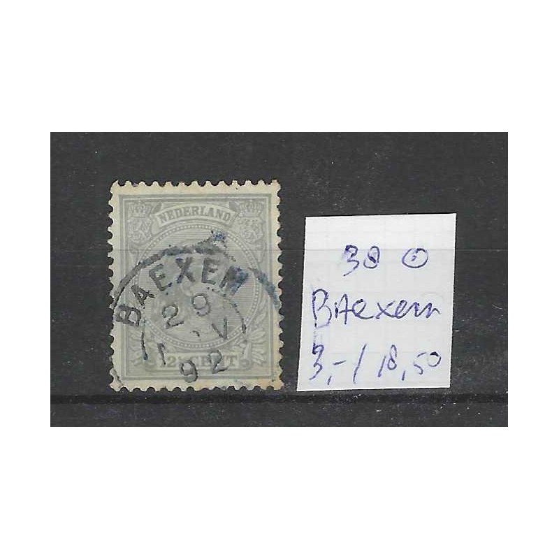 Nederland 38  Wilhelmina 1891 "BAEXEM" blauw kleinrond VFU/gebr  CV 21+ €