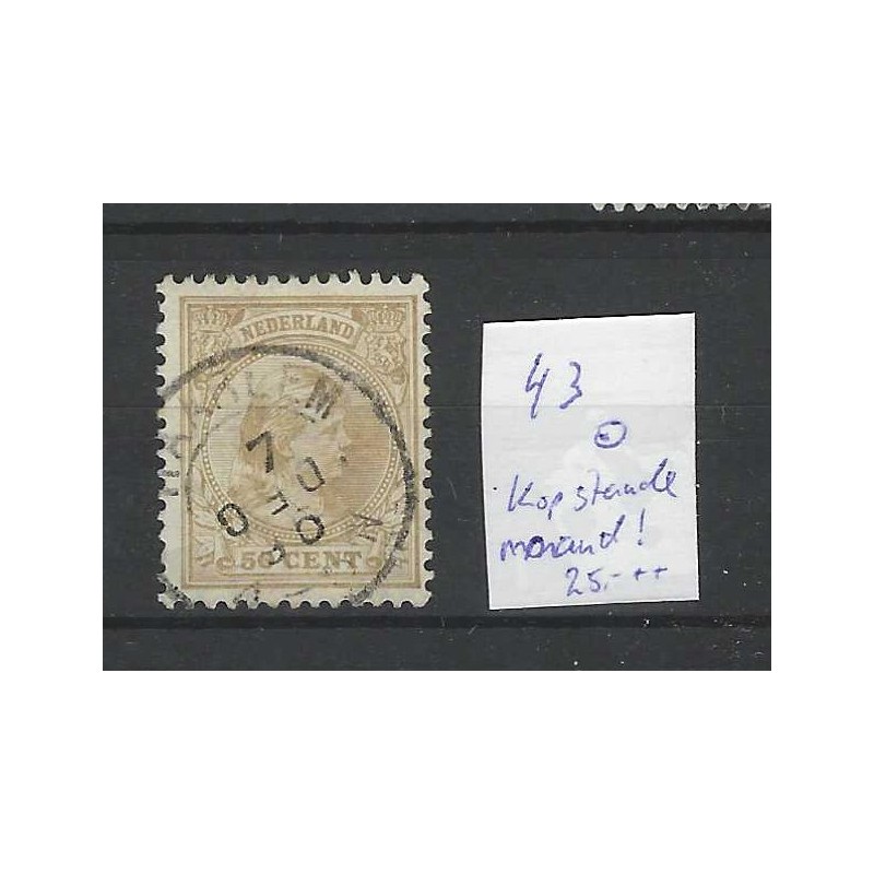 Nederland 43 Wilhelmina 1891 "HAARLEM" KOP-staande maand VFU/gebr  CV 25+ €