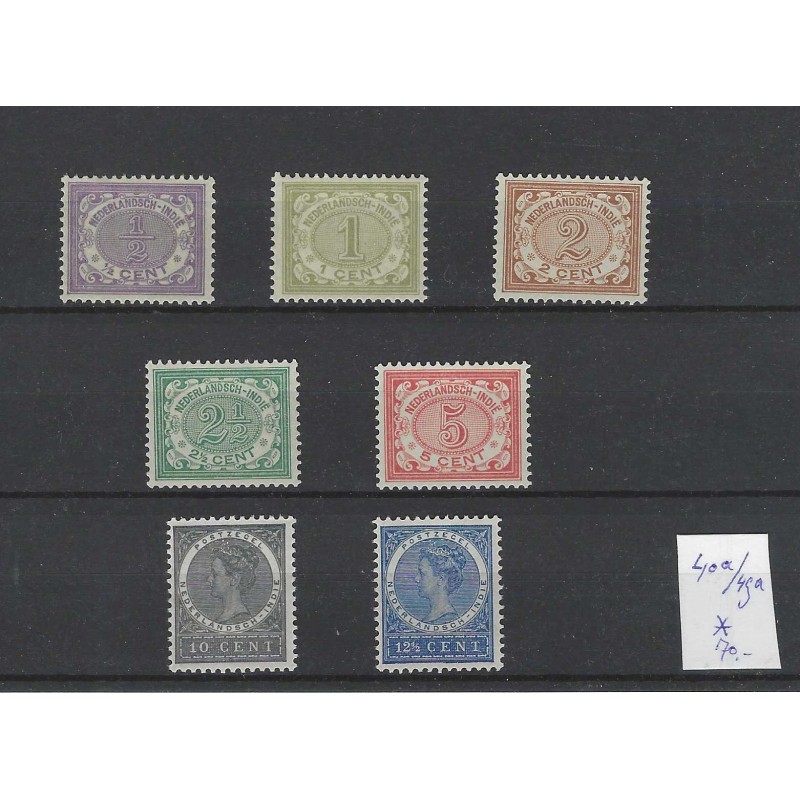 Ned. Indie  40a-49a "LOSLATENDE KLEUREN"  MH/ongebr  CV 70 €