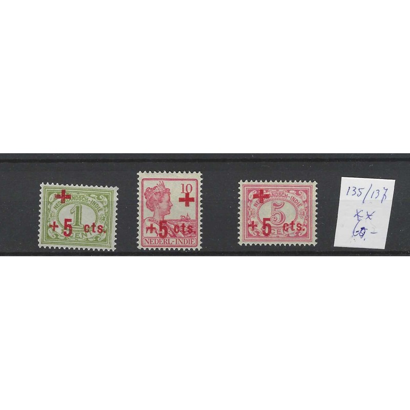 Ned. Indie  135-137 Rode Kruis MNH/postfris CV  60 €