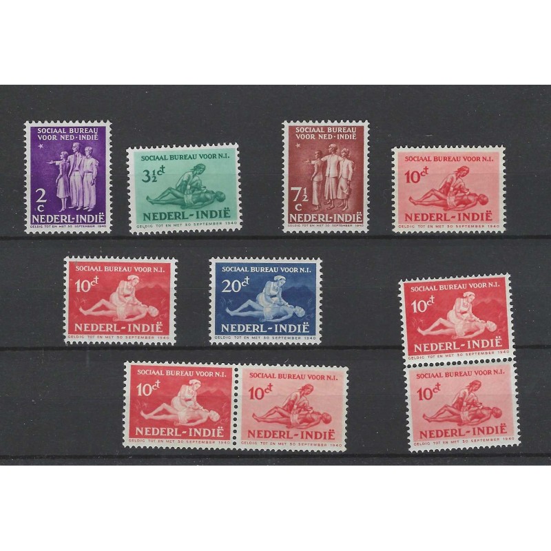 Dutch East Indies  266-271, 269/270 a/b Sociaal Bureau MNH CV 39 €