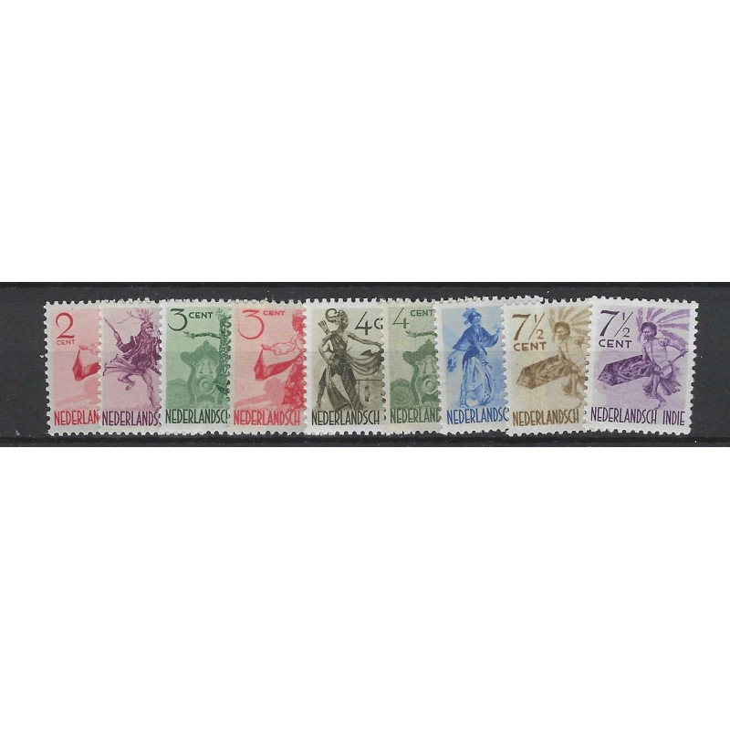 Ned. Indie  298-303,334-336 Inheemse dansers MNH/postfris  CV 5,5 €