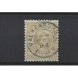 Netherlands 43 Wilhelmina 1891 "VALKENBURG.L: 1894" small round cancel VFU/used  CV 50+ €