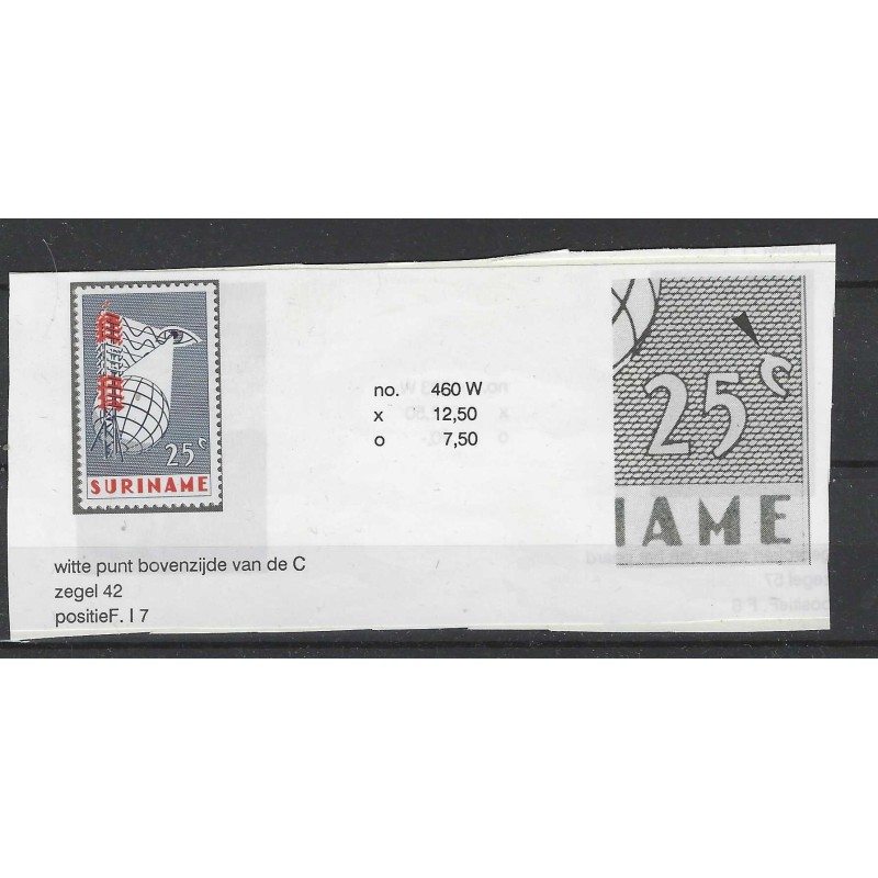 Suriname  460W  plate flaw   MH/unused CV 12,5 €