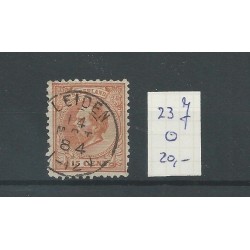 Nederland 23J met "LEIDEN 1884" kleinrond  VFU/gebr  CV 20+ €