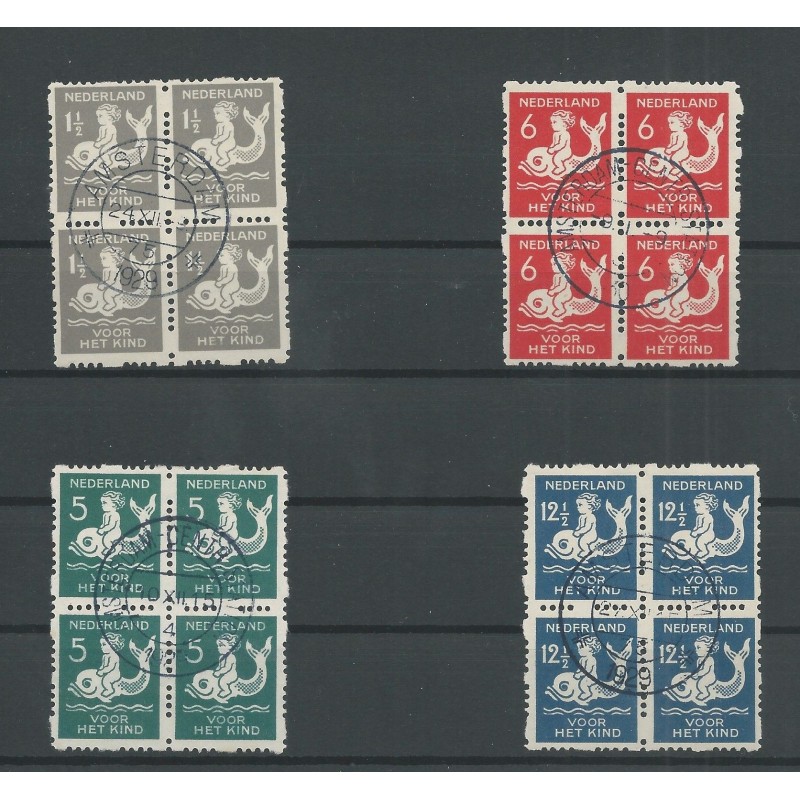 Netherlands R82-85 Child Welfare 1929 blocks of 4 VFU/used  CV 150 €