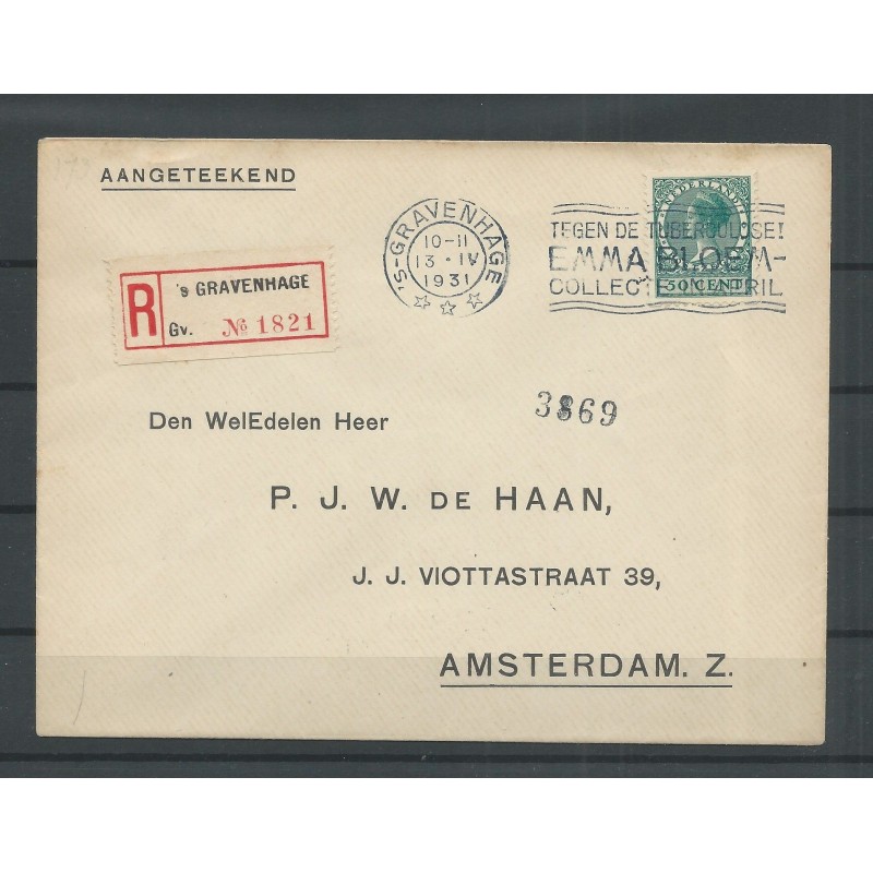Nederland R70 op BRIEF Gravenhage-Amsterdam VFU/gebr  CV 170 € certificaat!!