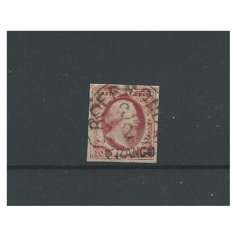 Netherlands 2 with  "ROERMOND-C   2/2/1857"  VFU/used   CV 85 €