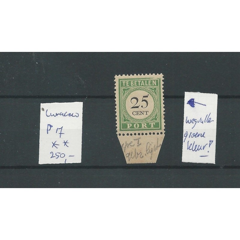 Curaçao P17 POSTFRIS with weggevallen kleur  CV 250 €